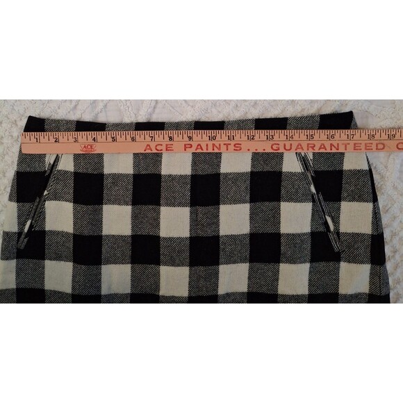 Talbots Women's Size 12 Black & White Check Buffalo Plaid Wool Blend Skirt Lined - Picture 4 of 7